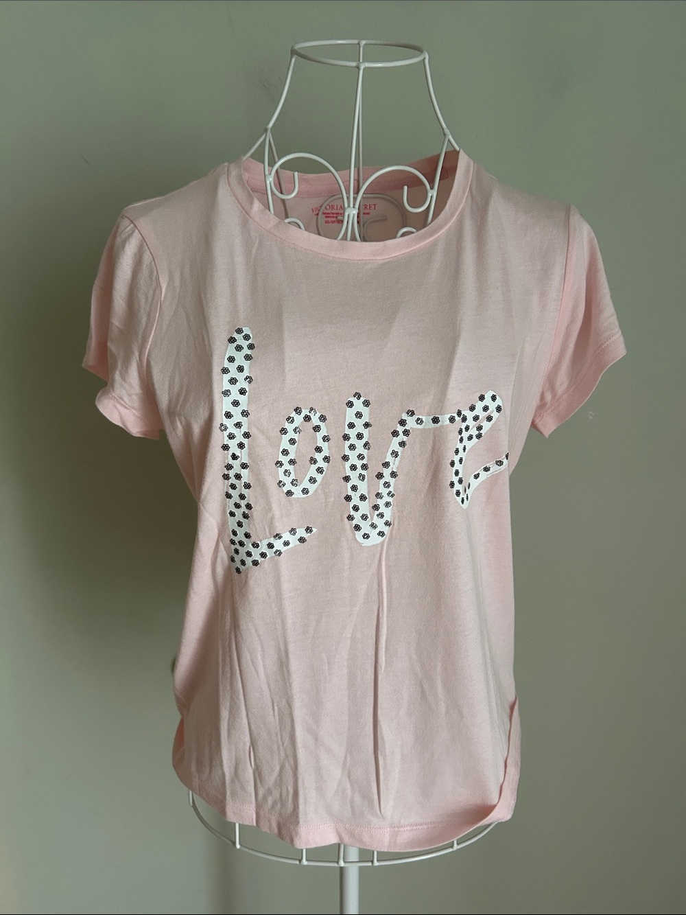 Victoria's Secret Light Pink 'Love' Tee with Stud Detail